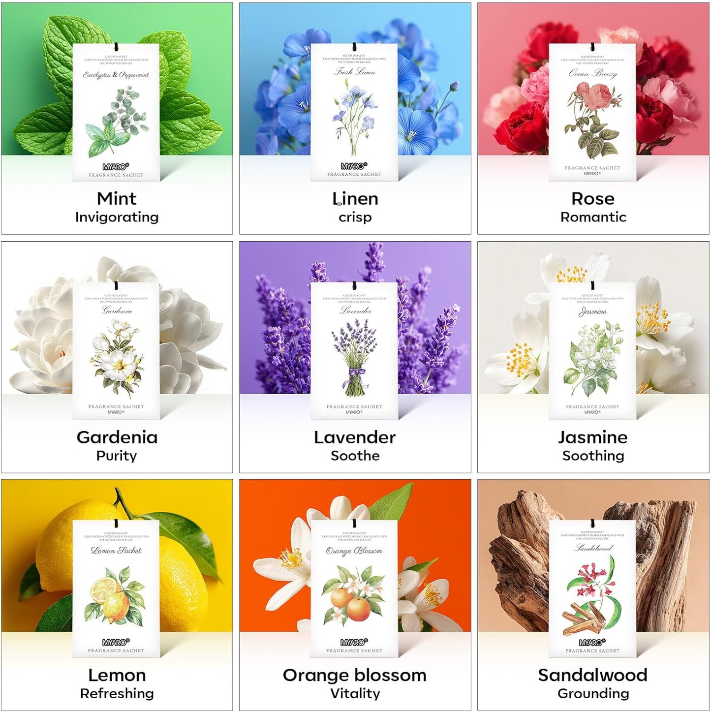 MYARO 12 Packs Lavender Scented Sachets Air Freshener for Drawer and Closet, Long-Lasting Sachet Bag Room Car Odor Deodorizer Fresh Scent Home Fragrance
