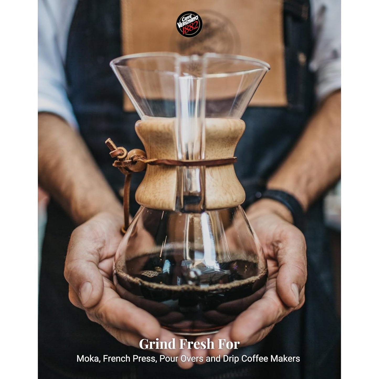 Caffe Vergnano 1882 Espresso Whole Bean Arabica Roast Coffee, 1.1 lb bag - Italian Medium Roast Coffee Beans with notes of Chocolate, Nuts & Caramel, Intensity 7/10-500g Bag (6 Pack)