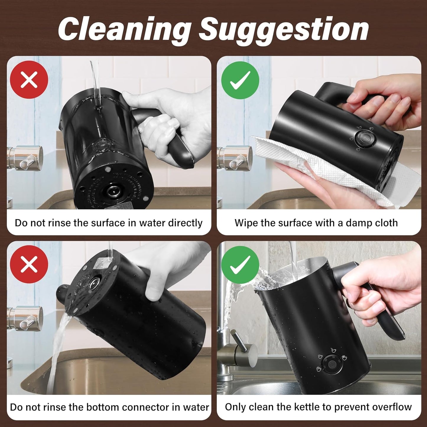 YSSOA Milk Frother and Steamer, 4-in-1 Electric Milk Warmer, 240 ml/8.1 oz Automatic Hot and Cold Foam Maker for Coffee, Macchiato, Latte, Cappuccinos, Hot Chocolate, Black