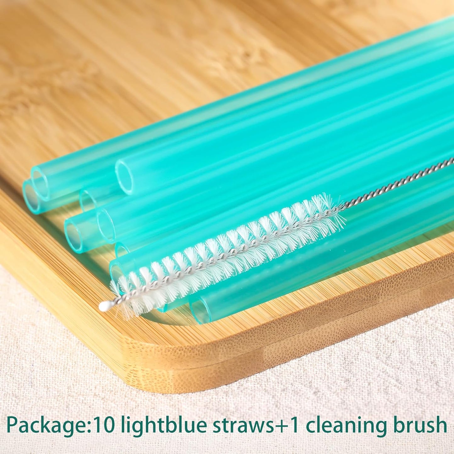 Dakoufish Replacement Straw for Stanley|Owala|Simple Modern 40oz 30oz Tumbler,10 Pack 12 Inch Light Blue Reusable Straws With Cleaning Brush for Stanley Cup Accessorie,BPA Free,Dishwasher Safe