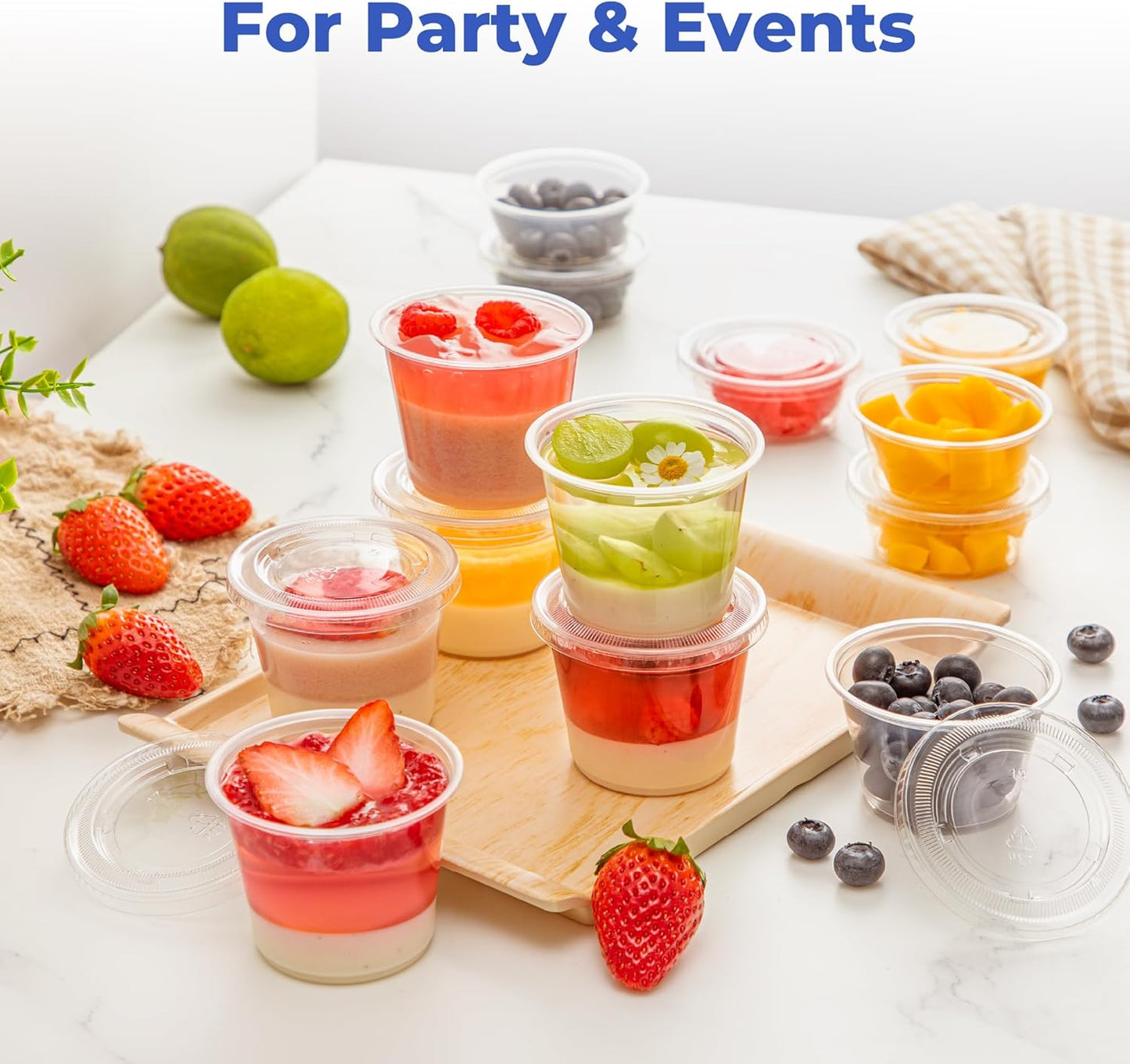 Fit Meal Prep 250 Pack 3.25 oz Jello Shot Cups with Lids, Disposable Souffle Portion Cups for Sauce