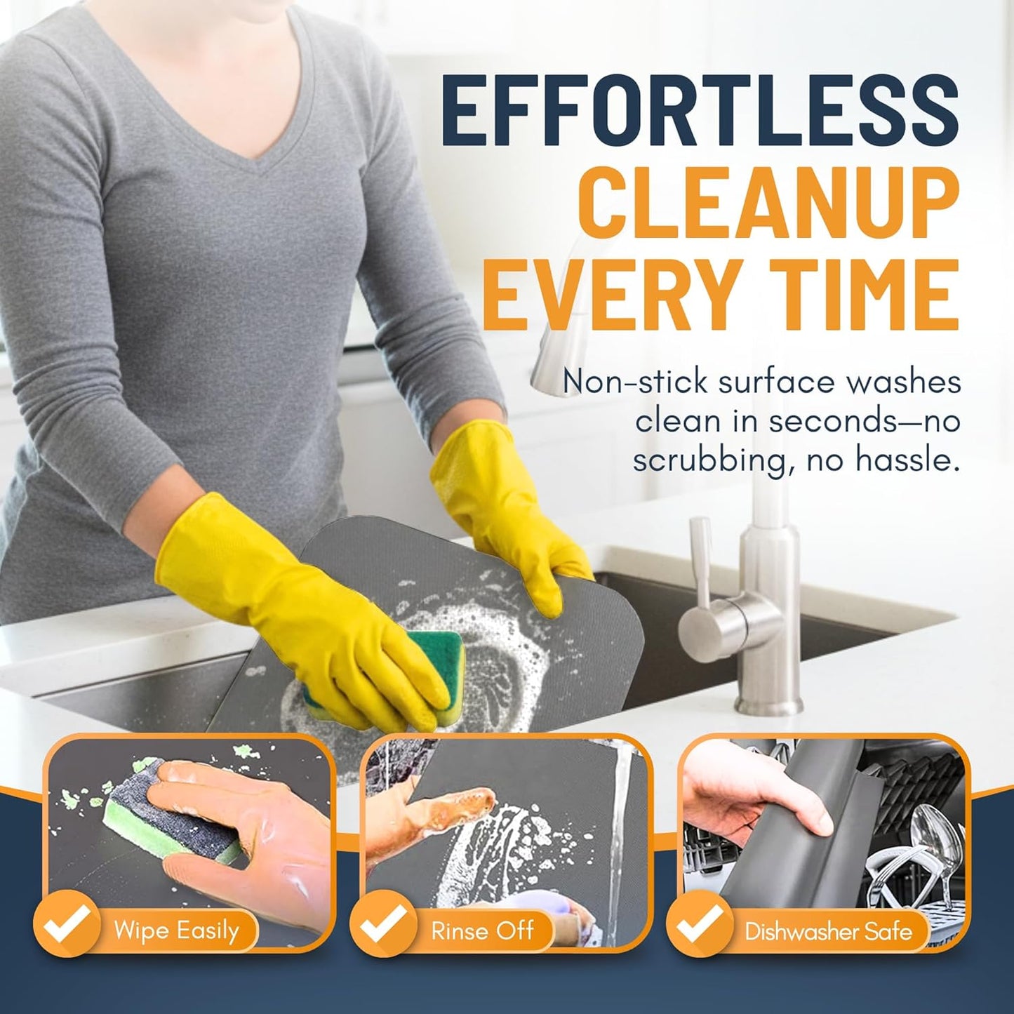 Toaster Oven Liners for Bottom of Oven (4 Pack) Reusable Non-Stick Heat Resistant Toaster Liners, Compatible with Ninja, Cuisinart, Emeril Lagasse & More, Toaster Mat, 12"x12" (Silver)