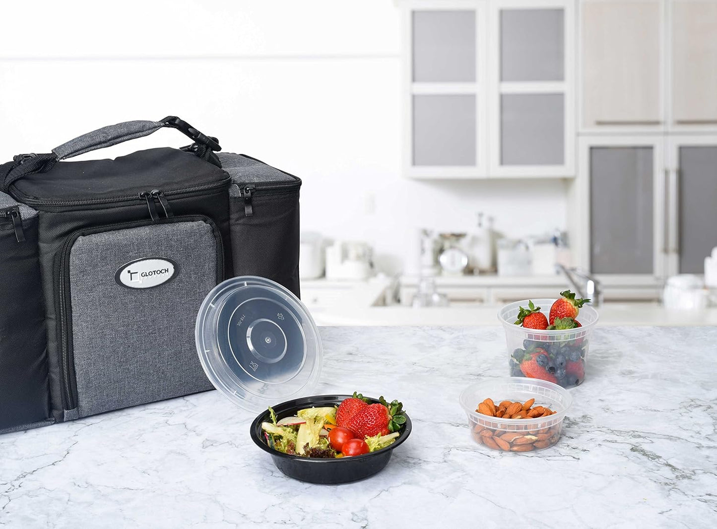 Glotoch Meal Prep Container, 50 Pack 24 OZ To Go Containers,Round Plastic Food Storage Containers Set with Lids - Microwave, Freezer & Dishwasher Safe,Eco-Friendly, BPA-Free, Durable & Stackable