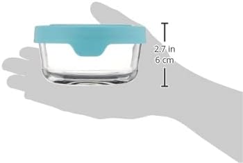 Anchor Hocking 2 Cup Glass Storage Containers with Lids, Set of 6 Glass Food Storage Containers with Mineral Blue TrueSeal Lids