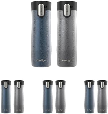 Contigo AUTOSEAL West Loop Vacuum-Insulated Stainless Steel Travel Mug with Easy-Clean Lid 20 oz Crystal Blueberry; Crystal Sake (Pack of 8)