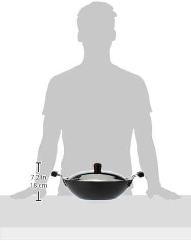 Hawkins Futura 5 Litre Deep Fry Pan, Hard Anodised Kadai with Stainless Steel Lid, Flat Bottom Kadhai, Big Kadai, Black (AD50S)