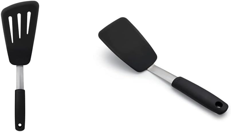 OXO Good Grips Small Silicone Flexible Turner Black & Good Grips Silicone Flexible Omelet Turner