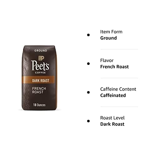 Peet's Coffee Dark Roast Ground Coffee | French Roast | 36 Ounces | 2 Bags
