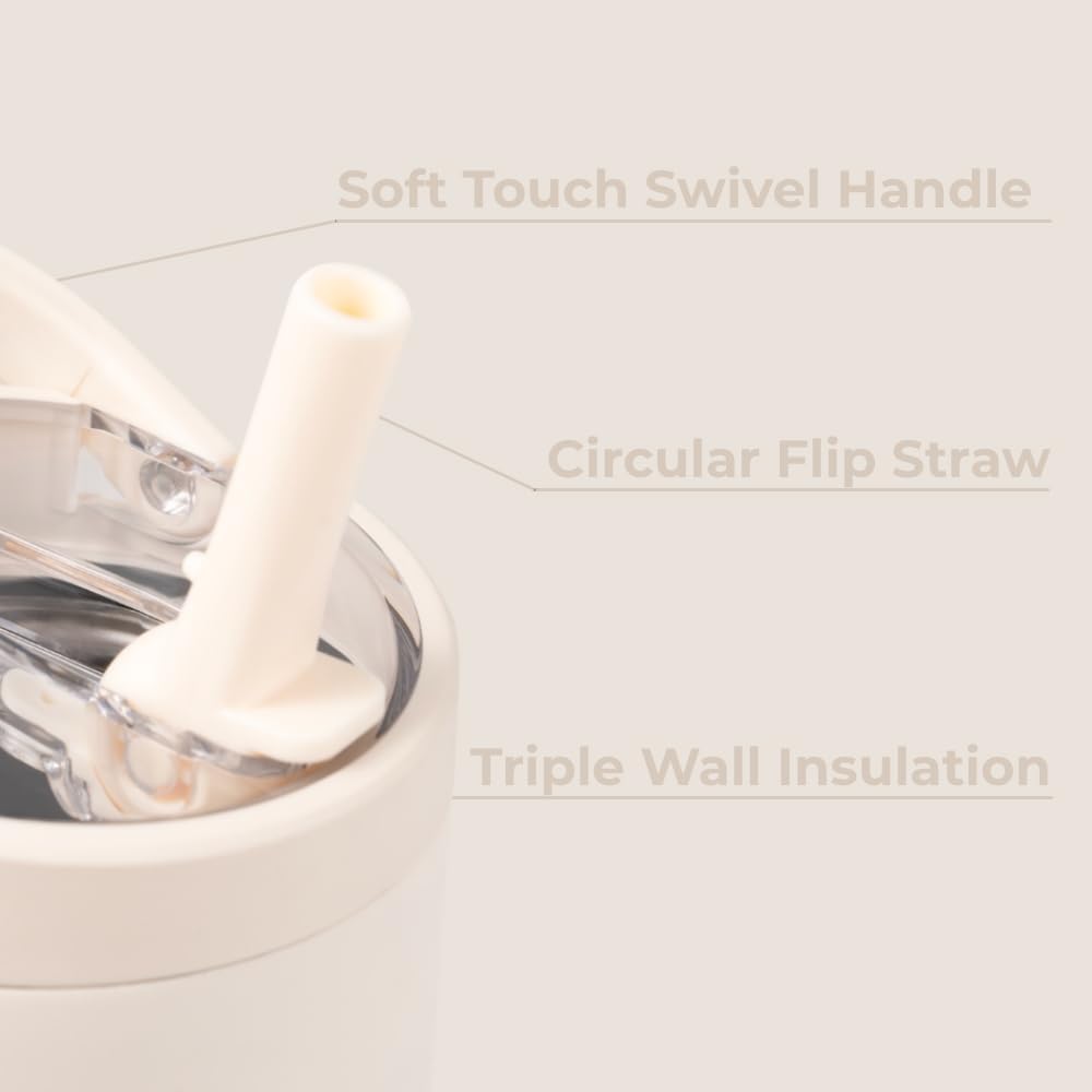 HydroJug Sport - Stainless Steel Tumbler with Straw, Vacuum Insulated, 40oz Leakproof Water Bottle, Ergonomic Design, Reusable, Dishwasher Safe, Rubber Base, Durable for Gym or Outdoors, Cream