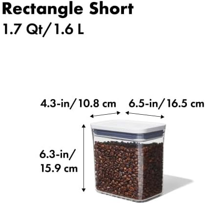 OXO Good Grips POP Container – Airtight 1.7 Qt for Coffee and More Food Storage, Rectangle, Clear