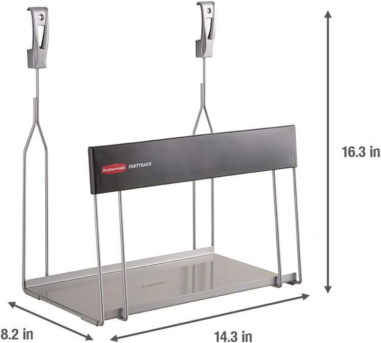 Rubbermaid Garage FastTrack Recycled Cardboard Holder, Wall Mounted Recycling System, Holds up to 20 pounds, Satin Nickel, for Home/Garage