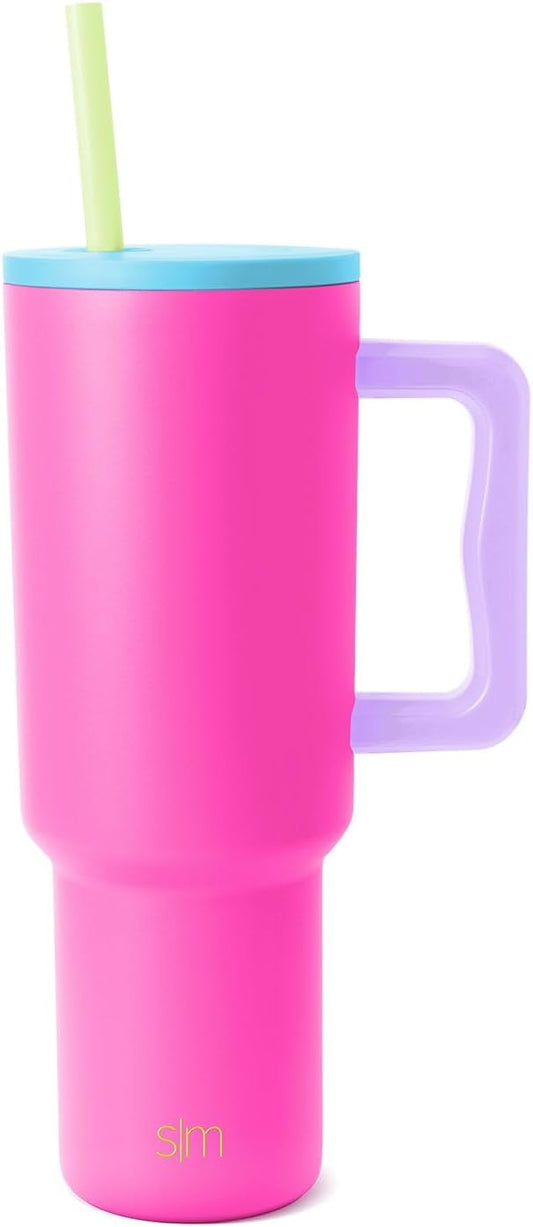 Simple Modern 40 oz Trek Tumbler with Handle and Straw Lid | Cup Holder Friendly Insulated Stainless Steel Travel Mug | 80s Mix (Pack of 12)