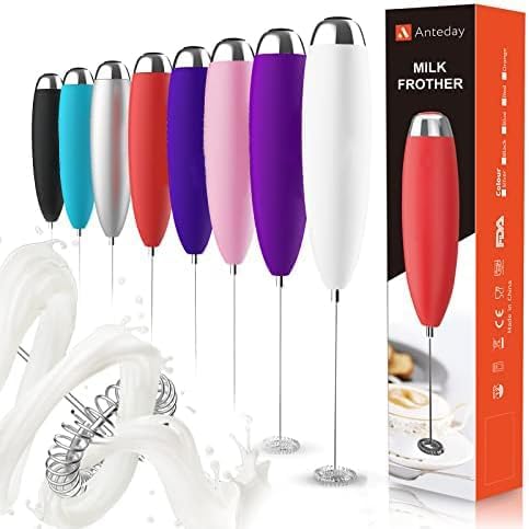 Frother Handheld for Coffee, Milk Frother Upgraded Matcha Whisk Drink Mixer Electric Mini Hand Mini Whisk Foamer Coffee Mixer for Lattes Cappuccino Frappe Matcha Hot Chocolate, White