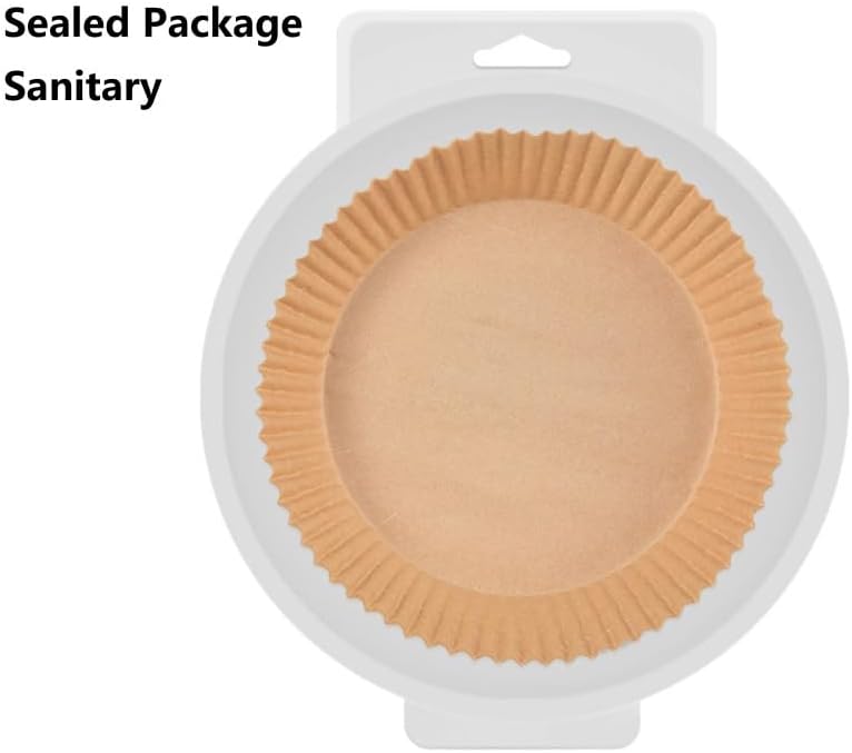 7.5 Inch Round Air Fryer Paper Liner Disposable:100 pcs Parchment Paper Air Fryer Liners for Baking Food, Microwave Safe, Non-stick Oil-proof Food Server