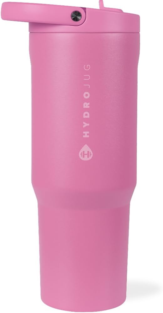 HydroJug Sport - Stainless Steel Tumbler with Straw, Vacuum Insulated, 40oz Leakproof Water Bottle, Ergonomic Design, Reusable, Dishwasher Safe, Rubber Base, Durable for Gym or Outdoors, Taffy