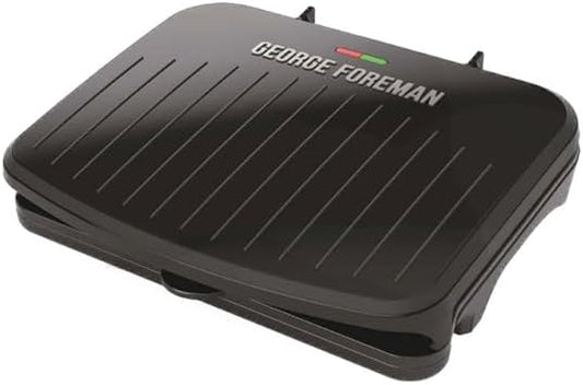 George Foreman Family-Size Grill & Panini Press, Nonstick Ceramic Coating, Fat-Removing Slope, Adjustable Angle, Indoor/Outdoor Use