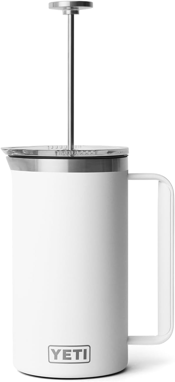 YETI Rambler 34 oz. French Press Coffee Maker, with GroundsControl Filter, White
