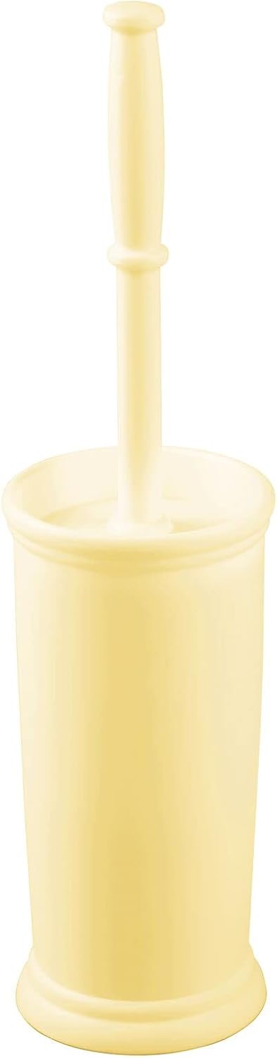 mDesign Toilet Bowl Brush and Holder - Covered Bathroom Brush - Standing Scrubber in Modern Holder - Space Saving, Deep Cleaning for Toilet - Hyde Collection - Light Yellow