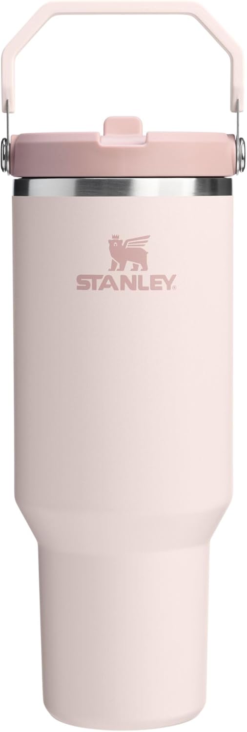 STANLEY IceFlow 2.0 Flip Straw Tumbler with Handle 40 oz | Twist On Lid and Flip Up Straw | Leak Resistant Water Bottle | Insulated Stainless Steel | BPA-Free | Rose Quartz