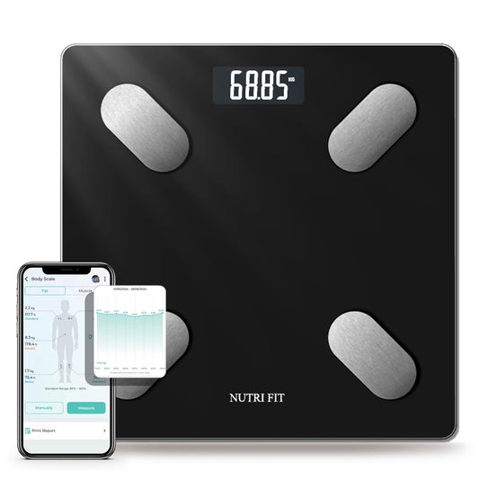 NUTRI FIT Smart Scale for Body Weight Body Composition Monitor, Bathroom Digital Weighing Scale with BMI, Body Fat, Muscle Mass, Accurate Bluetooth Home User Health Equipment Sync Apps