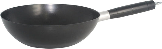 IMUSA 9.5in Carbon Steel Nonstick Wok with Cool Touch Handle, Black