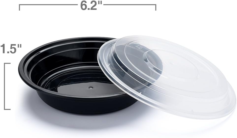 Glotoch Meal Prep Food Container 50 Pack, Disposable with Lids, Durable To Go Containers, for Takeout, Salad , Microwave Safe, BPA-Free, Stackable - 16 OZ