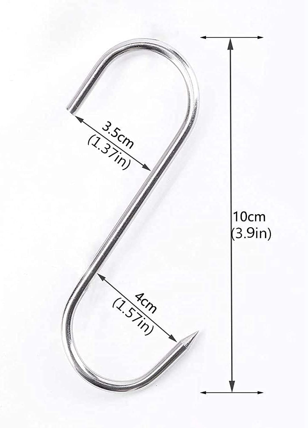 ARTOYS Meat Hooks 4'' 4mm, SUS304 Stainless Steel Butcher's Hook(10Pack), Meat Hook for Smoker, Drying, Butchering, Smoking, BBQ, Grilling,Jerky.
