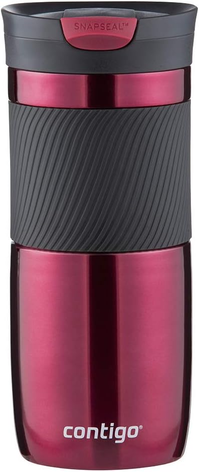 Contigo Byron Snapseal Travel Mug, Stainless Steel Thermal mug, vacuum flask, leakproof tumbler, coffee mug with BPA free Easy-Clean Lid, 470 ml, Vivacious