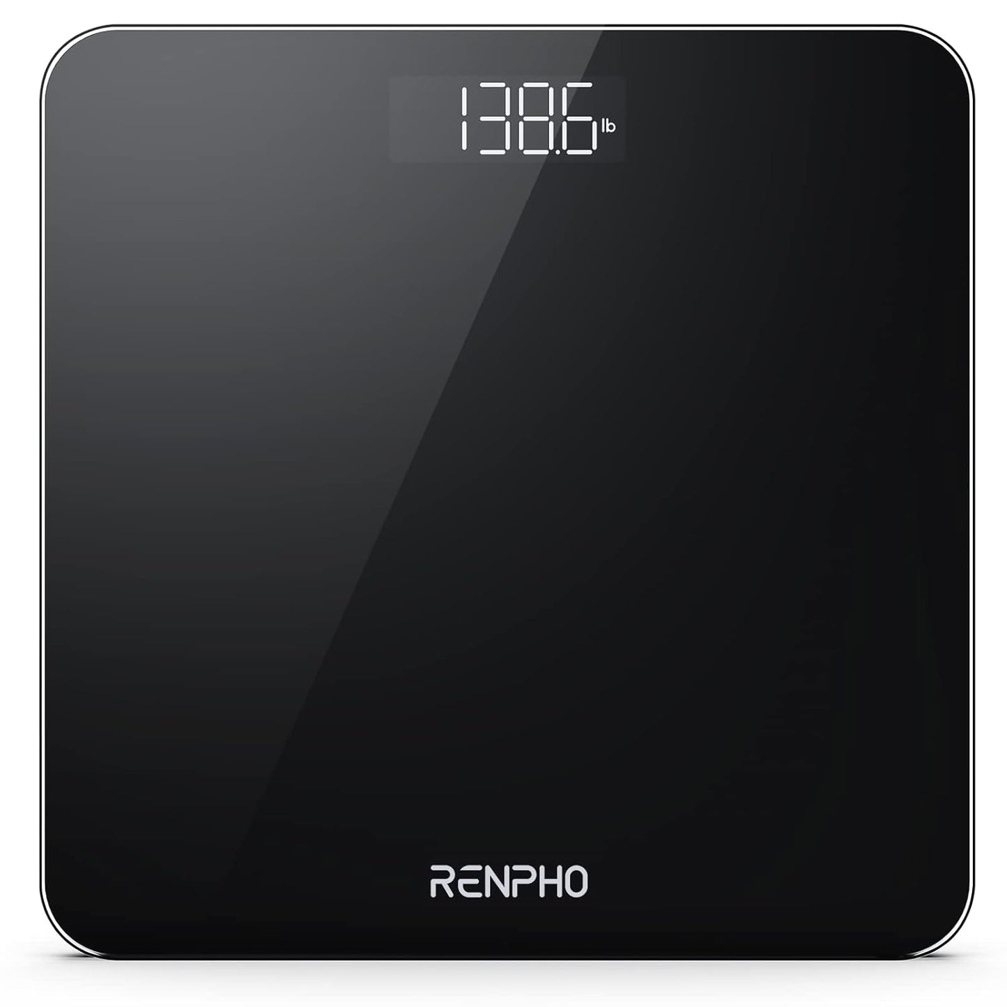 RENPHO Digital Bathroom Scale, Highly Accurate Core 1S Body Weight Scale with Lighted LED Display, Round Corner Design(11"/280mm, Black)