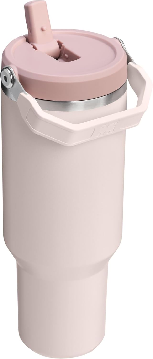 STANLEY IceFlow 2.0 Flip Straw Tumbler with Handle 40 oz | Twist On Lid and Flip Up Straw | Leak Resistant Water Bottle | Insulated Stainless Steel | BPA-Free | Rose Quartz