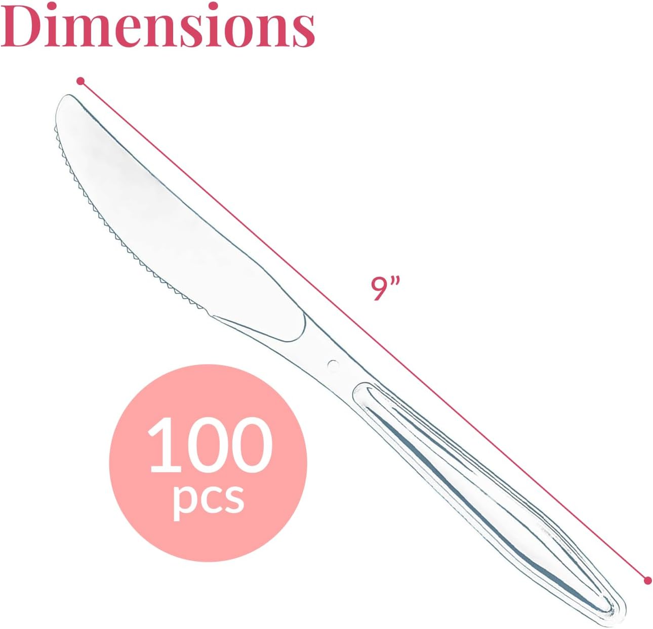 Prestee 100 Pack Plastic Silverware Knives - Heavy Duty, Clear Plastic Knives for Parties, Catering, and Events - Durable and Elegant Disposable Knife Utensils for Weddings, Dinners, and Celebrations