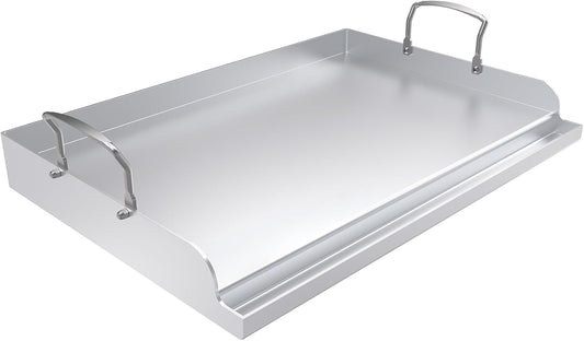 Universal Stainless Steel Cooking Griddle, Nonstick Flat Top Plate Insert for Gas Top Stove and Charcoal Grills, Tailgating, Camping and Parties, 23" x 16" Plancha Para Cocinar
