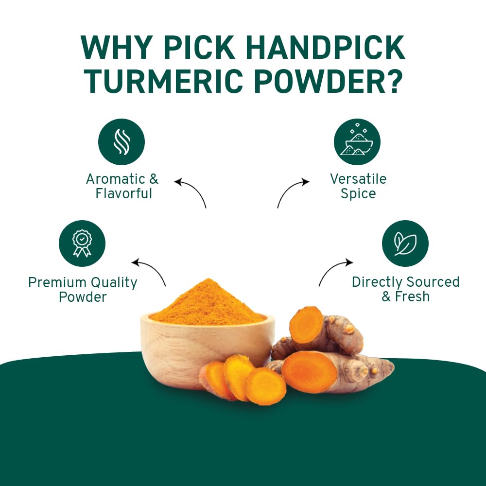 HANDPICK, Organic Turmeric Powder with Curcumin (397g/14oz) | Authentic Indian Origin | Gluten Free | Made from Turmeric Root