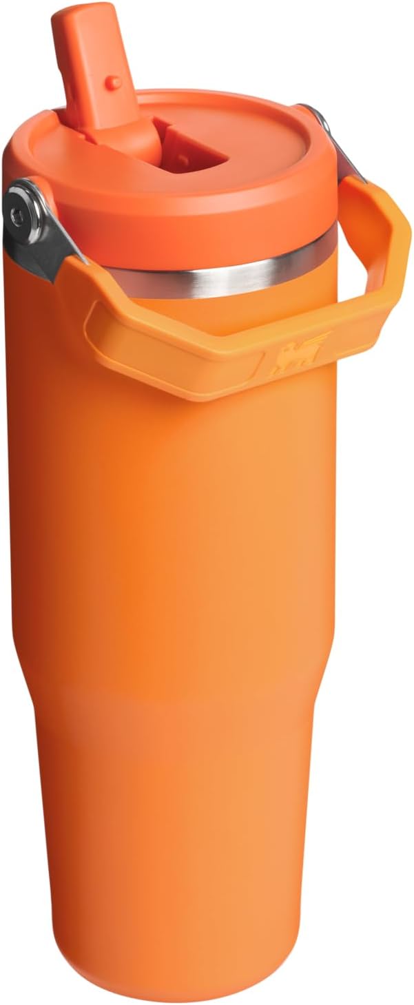 STANLEY IceFlow 2.0 Flip Straw Tumbler with Handle 30 oz | Twist On Lid and Flip Up Straw | Leak Resistant Water Bottle | Insulated Stainless Steel | BPA-Free | Goldenrod Coral