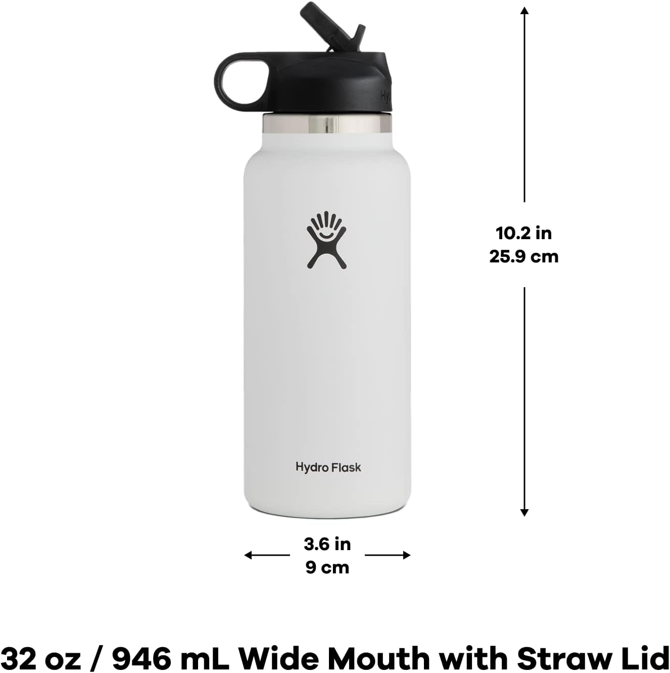 Hydro Flask 32 oz Wide Mouth Straw Lid White