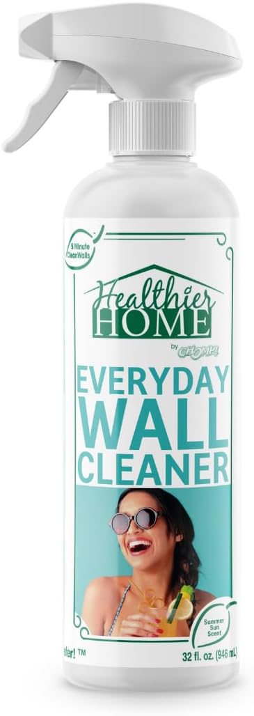 CHOMP! Painted Wall Cleaner Spray: Healthier Home 5-Minute CleanWalls 4-in-1 Multipurpose, Ceiling and Baseboard Cleaning - Dirt, Dust, Odor and Stain Remover - 32 Oz (Summer Sun Scent)
