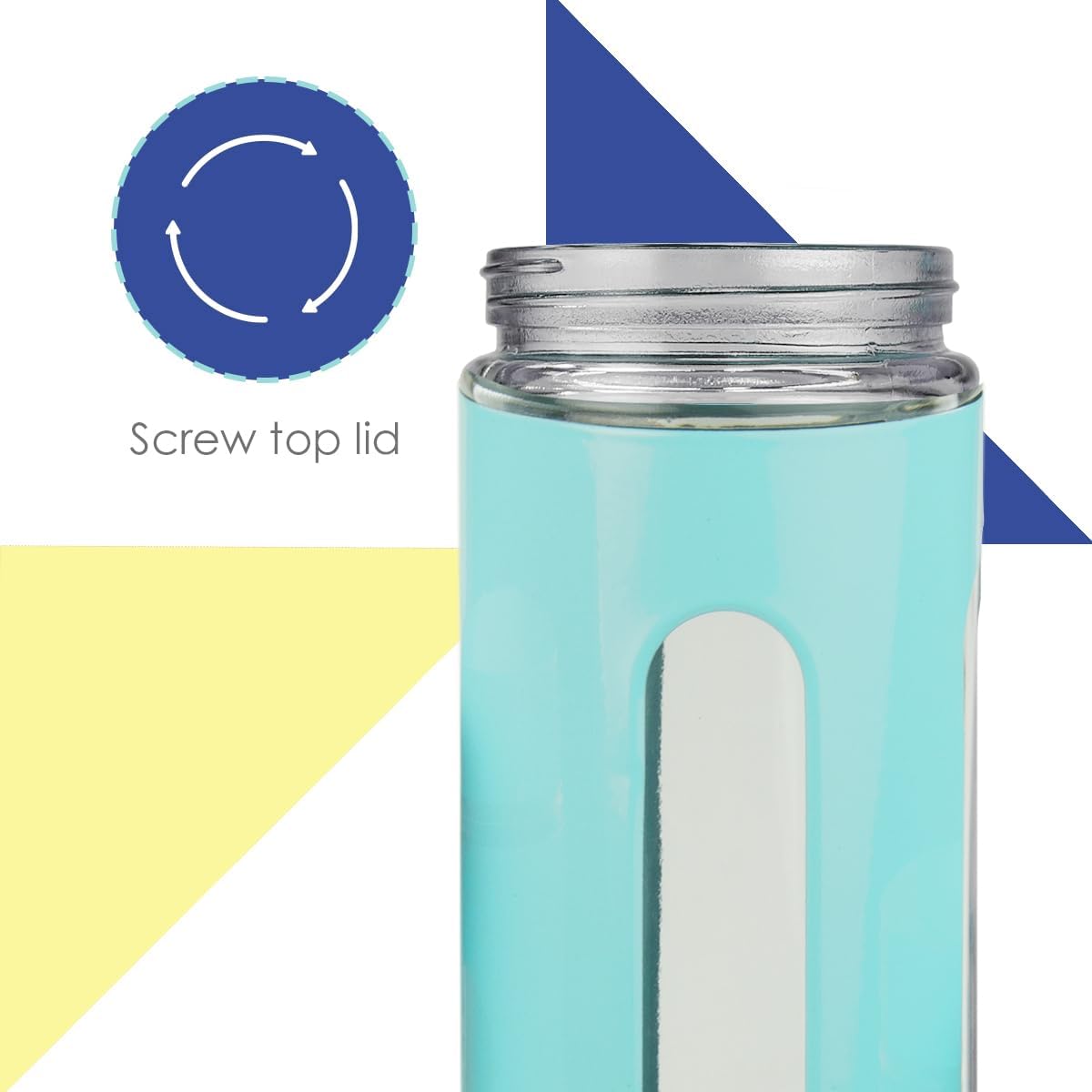 Kitchen Canisters Set For Countertop By Home Basics | Retro-Styled Canisters For Kitchen Counter | Stainless Steel and Glass, See-Through Windows (Turquoise), 4 Pieces