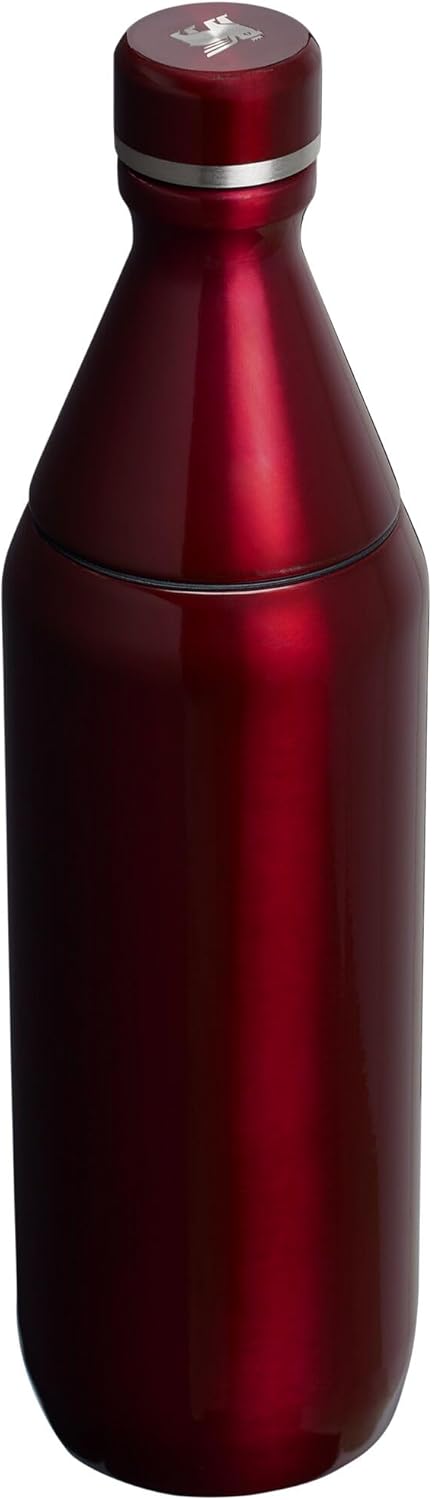 Stanley All Day Slim Bottle 20 oz | Twist off Lid with Leakproof Seal | Slim Design for Travel and Gym | Insulated Stainless Steel Water Bottle | BPA-Free | Garnet Shine