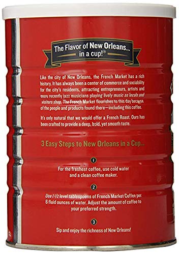 French Market French Roast Medium-Dark Roast Ground Coffee, 12oz Can (Pack of 6)