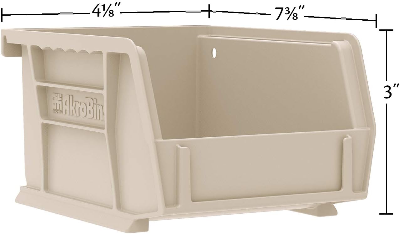 Akro-Mils 30220 AkroBins Plastic Storage Bins, Space-Saving Stackable Bins for Garage, Pantry, Craft Organization, 7-" x 4-" x 3-", Blue, 24-Pack