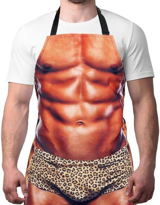 Funny Men Cooking Grilling Aprons Muscles Guy BBQ Funny Gag Gifts for Christmas, White Elephant Gift Exchange (Muscleman, One Size)