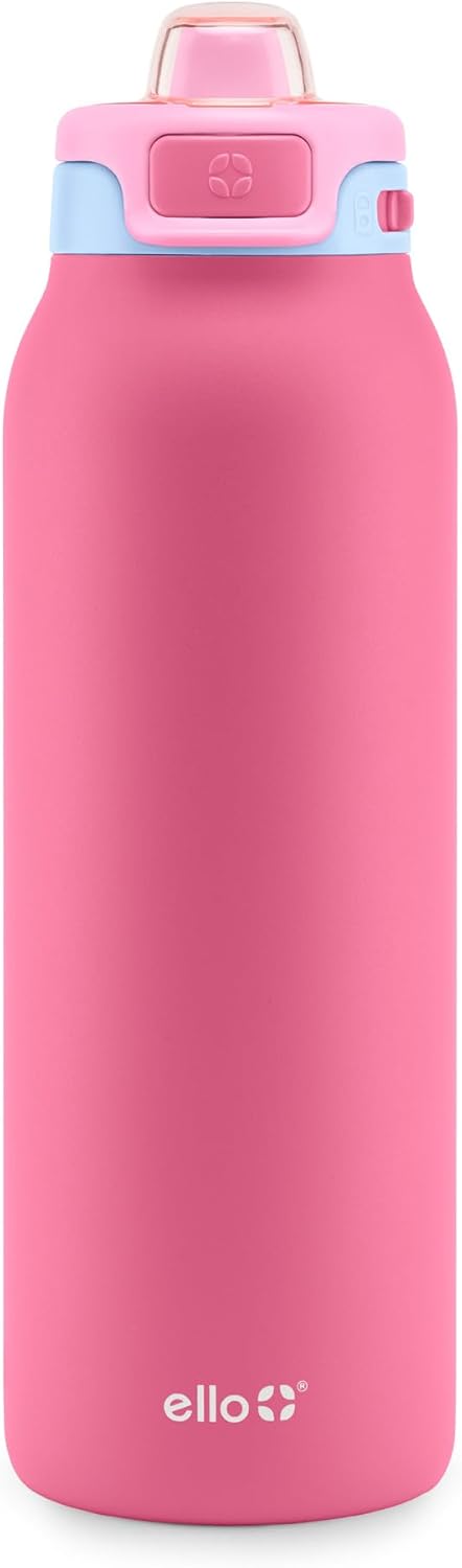 Ello Pop & Fill Stainless Steel Water Bottle with Quick Fill Technology, Double Walled Vacuum Insulated Metal, Leak Proof Locking Lid, Sip & Chug, BPA Free, Holiday Gift for Him Her, 22oz, 32oz, 40oz