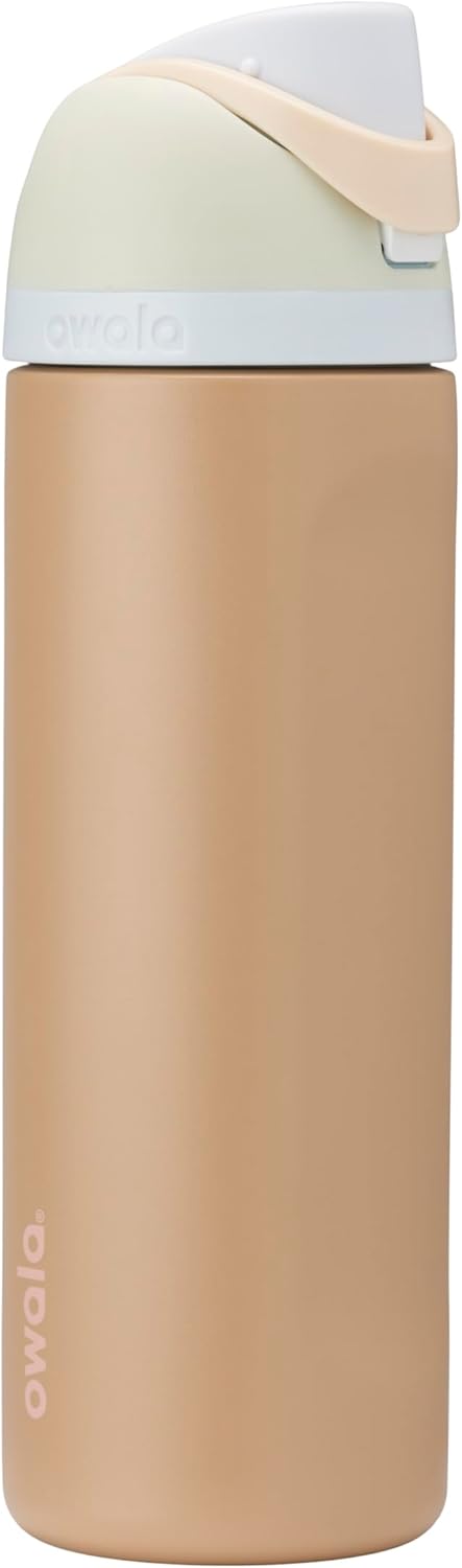 Owala FreeSip Insulated Stainless Steel Water Bottle with Straw for Sports and Travel, BPA-Free Sports Water Bottle, 24 oz, Mint/Brown, Muddy Buddy