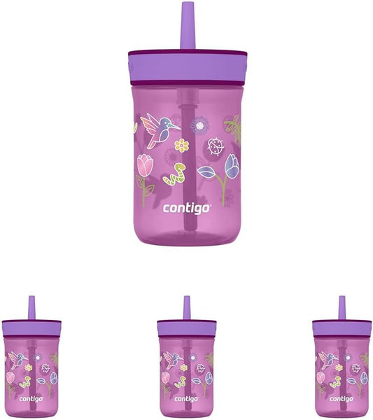 Contigo Leighton Straw Tumbler, 14 oz, Grape (Tulips) (Pack of 4)