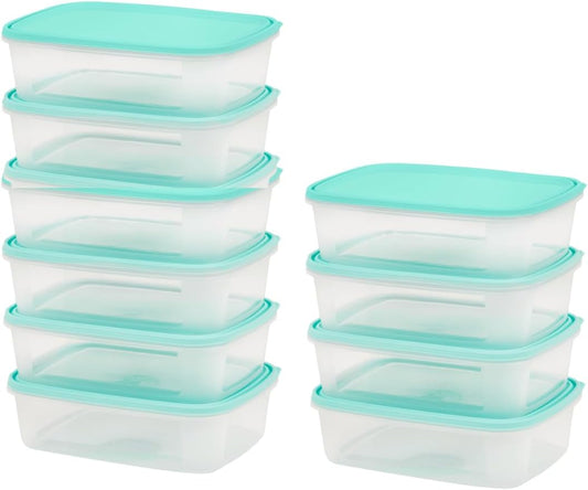 10 Pack To Go Food Storage Containers | Medium Size Rectangular Food Storage That Holds up to 35 Ounces of Food, Solids, or Liquids 35oz (4.22 cups) Leak Proof Microwave Freezer Dishwasher Safe