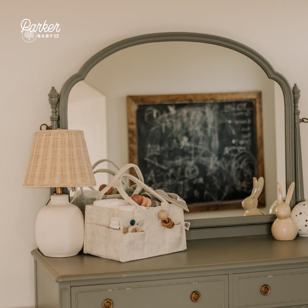 Parker Baby Diaper Caddy - Nursery Storage Bin and Car Organizer for Diapers and Baby Wipes - White, Regular