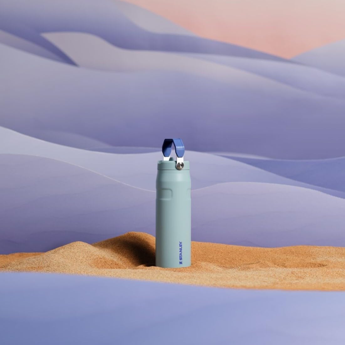 Stanley IceFlow Flip Straw 2.0 Water Bottle 24 oz | Built-In Straw for Travel and Sports | Lightweight and Leak Resistant | Insulated Stainless Steel | BPA-Free | Blue Cactus