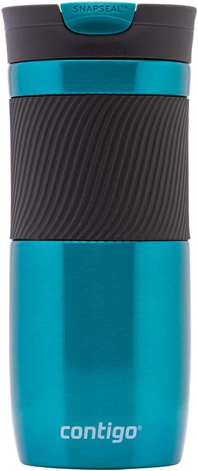 Contigo Byron Snapseal Travel Mug, Stainless Steel Thermal mug, vacuum flask, leakproof tumbler, coffee mug with BPA free Easy-Clean Lid, 470 ml, Biscay Bay