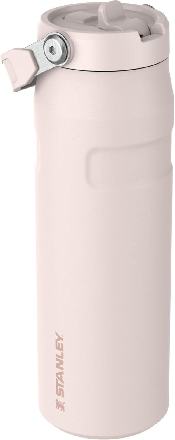Stanley IceFlow Flip Straw 2.0 Water Bottle 24 oz | Built-In Straw with Larger Opening | Lightweight and Leak Resistant | Insulated Stainless Steel | BPA-Free | Rose Quartz