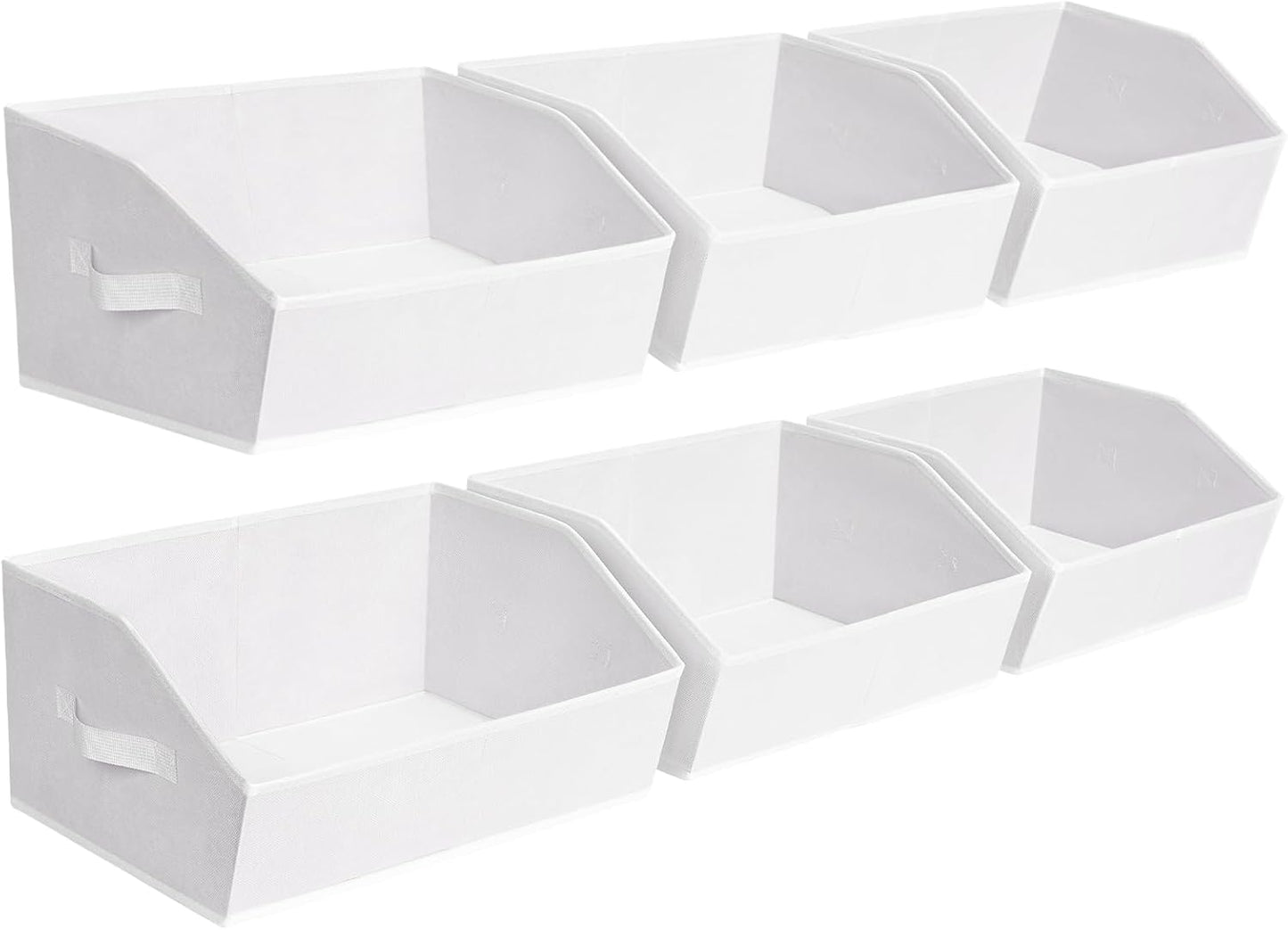 Fabric Bins for Organization - Trapezoid Storage Cubes, Large Baskets for Storage, 6 Pack Shelf Baskets, Closet Organizer Bins for Clothes, Books, Home, Office, White